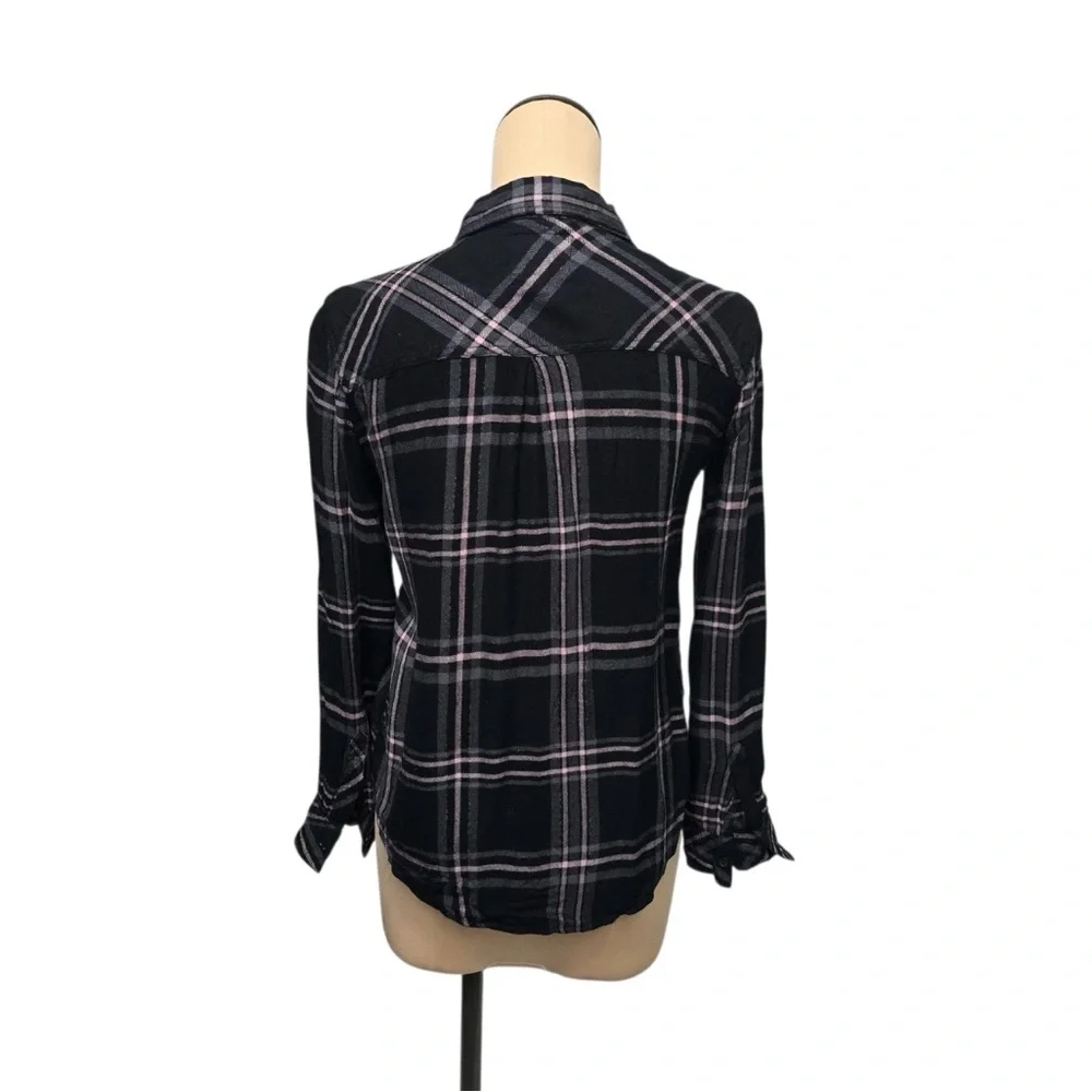 Women's Black and Pink Rails Plaid Button-Up Shirt Medium soft - Picture 2 of 4